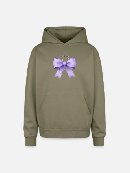 Purple Bow with Stethoscope - Oversized Hooded Sweatshirt - olive