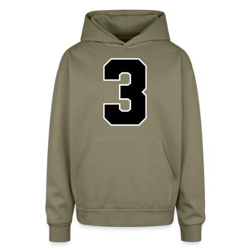 Varsity Number 3 Athletic Font - Oversized Hooded Sweatshirt