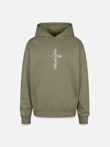 Camo Cross - Oversized Hooded Sweatshirt - olive