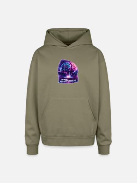 Neon Neural Gamer Mode - Oversized Hooded Sweatshirt - olive