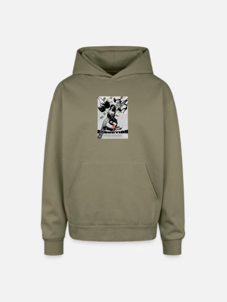 Pinup Noir Lace Seduction - Oversized Hooded Sweatshirt - olive