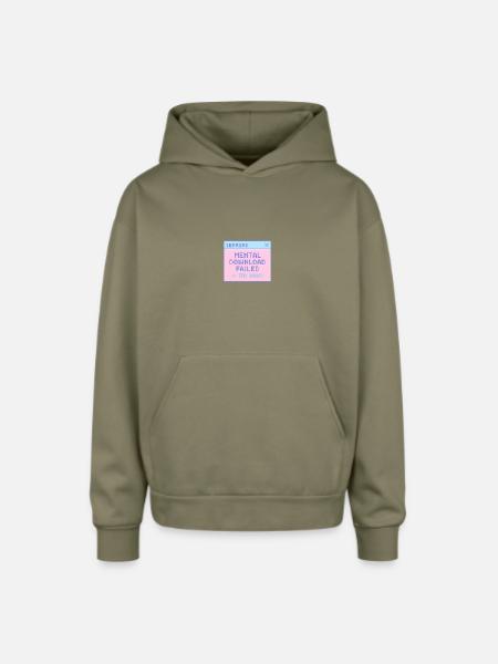 Pastel Glitch Error Window - Oversized Hooded Sweatshirt - olive