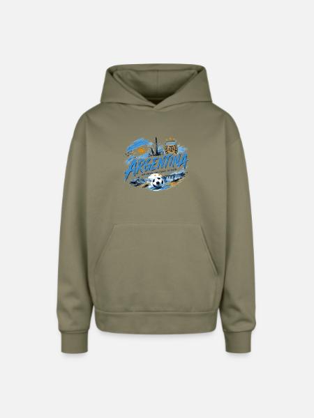 Sky Blue Glory - Oversized Hooded Sweatshirt - olive