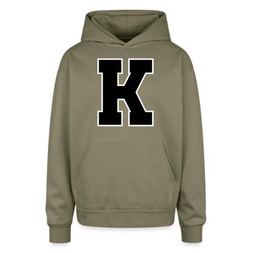 Varsity Letter K Collegiate Font Design - Oversized Hooded Sweatshirt