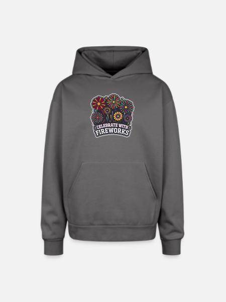 Lunar New Year Joy - Oversized Hooded Sweatshirt - graphite gray