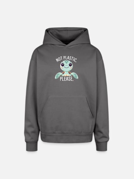 Not Plastic, Please - Oversized Hooded Sweatshirt - graphite gray