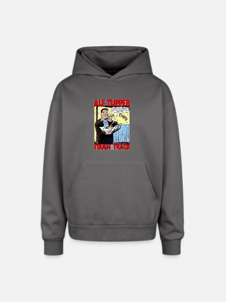 Alf Tupper Tough of the Track Comic Fish & Chips - Oversized Hooded Sweatshirt - graphite gray