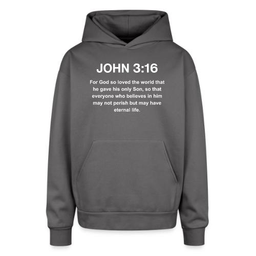 John 3:16 Christian Apparel – White - Oversized Hooded Sweatshirt