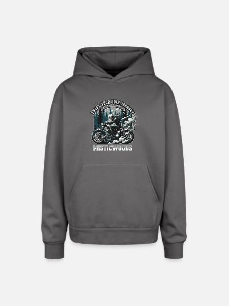 Mystic Woods Skeleton Rider - Oversized Hooded Sweatshirt - graphite gray