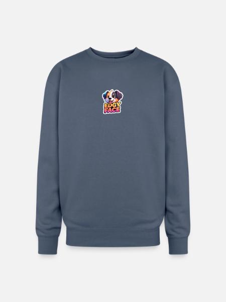 Edgy Face Puppy - Oversized Crewneck Sweatshirt - stone blue
