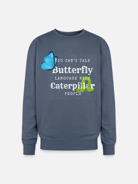 Butterfly Language Tee - Oversized Crewneck Sweatshirt - stone blue
