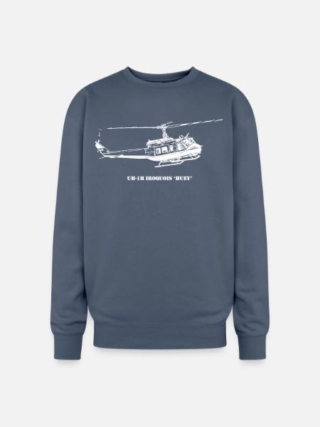 Huey Shadow Helicopter Silhouette - Oversized Crewneck Sweatshirt - stone blue