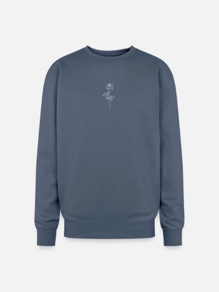 Minimalist Rose Line Art - Oversized Crewneck Sweatshirt - stone blue