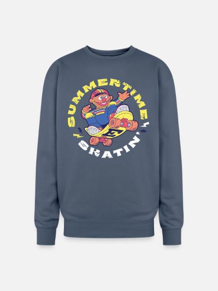 Sesame Street Design Ernie Summer Time Skatin' - Oversized Crewneck Sweatshirt - stone blue