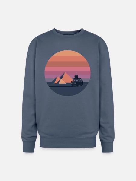Volkswagen VW T2a Camper With Pyramids - Oversized Crewneck Sweatshirt - stone blue