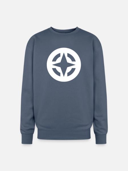 Compass Star Circular Emblem - Oversized Crewneck Sweatshirt - stone blue