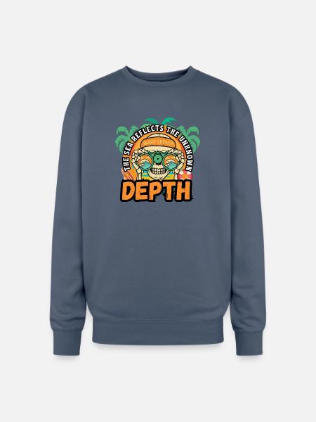 Depth Wave Seeker Skull - Oversized Crewneck Sweatshirt - stone blue