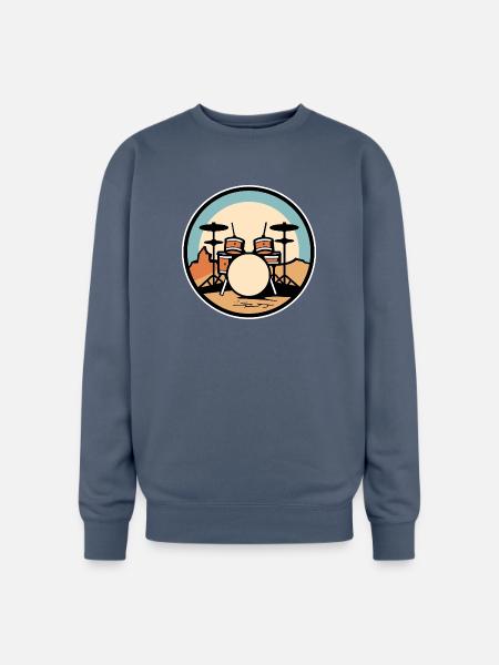 Drum Kit Artwork - Oversized Crewneck Sweatshirt - stone blue