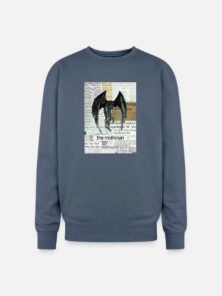 Mothman Newspaper Collage - Oversized Crewneck Sweatshirt - stone blue