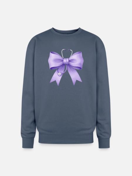 Purple Bow with Stethoscope - Oversized Crewneck Sweatshirt - stone blue