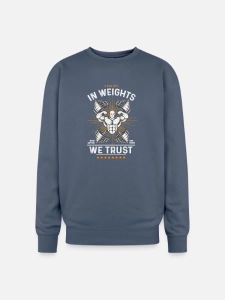 Weights We Trust Gym Emblem - Oversized Crewneck Sweatshirt - stone blue