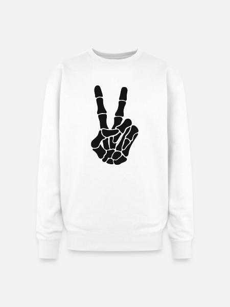 Skeleton Hand Rock On Silhouette - Oversized Crewneck Sweatshirt - white