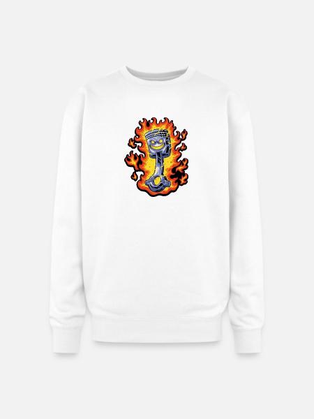Flaming Piston Mascot - Oversized Crewneck Sweatshirt - white