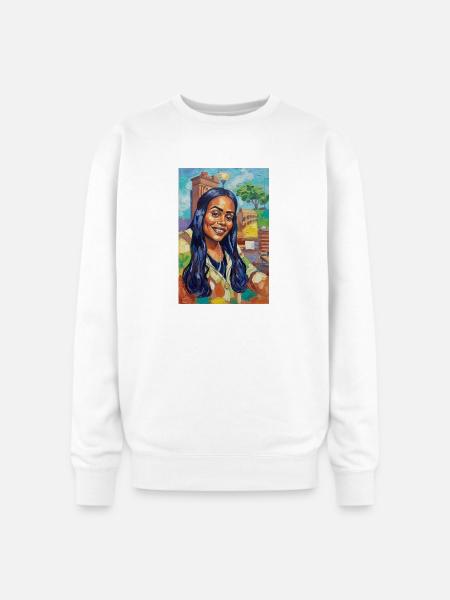 Bluehair City Portrait - Oversized Crewneck Sweatshirt - white