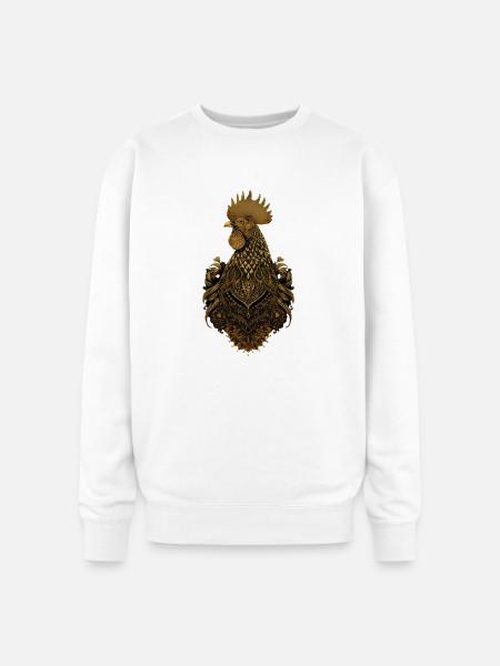 Golden ornate rooster art - Oversized Crewneck Sweatshirt - white