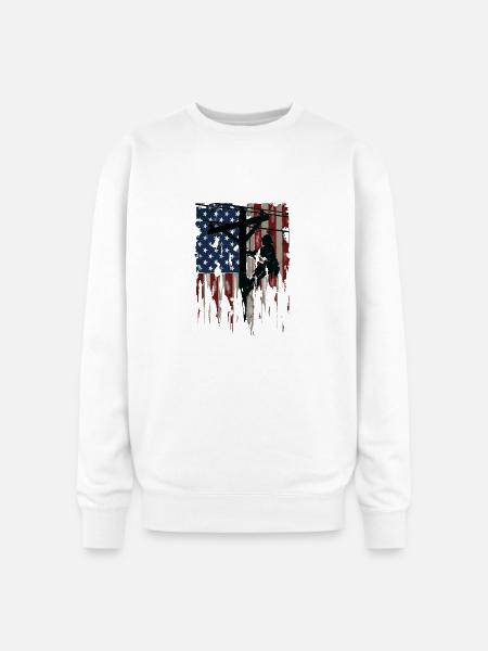Blue Collar Patriot - Oversized Crewneck Sweatshirt - white