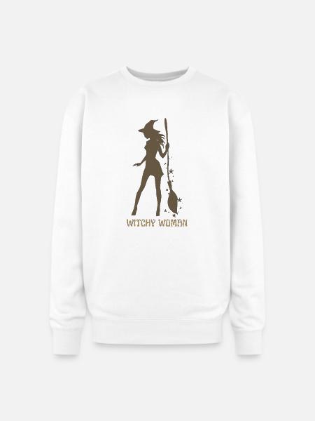 Witchy Silhouette with Broom - Oversized Crewneck Sweatshirt - white