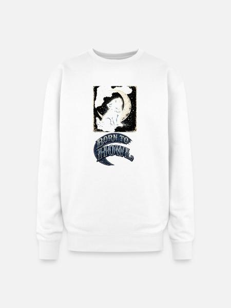 Moonlit Wolf Howl - Oversized Crewneck Sweatshirt - white