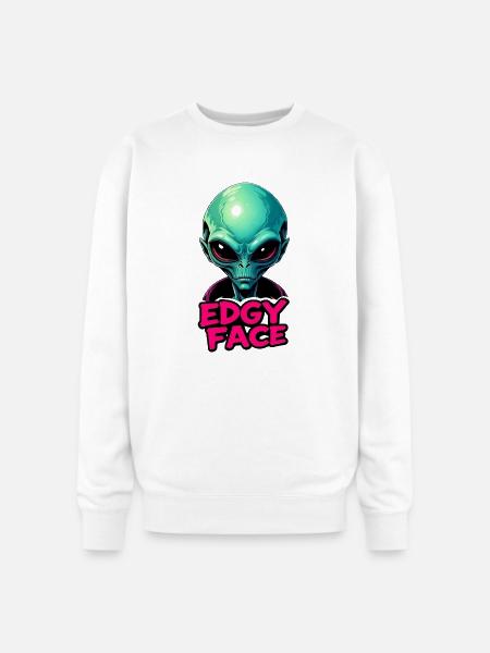 Edgy Face Martian - Oversized Crewneck Sweatshirt - white