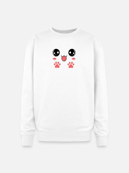 Sweet Smiling Cat Face Paw - Oversized Crewneck Sweatshirt - white