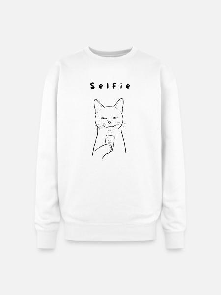 Selfie gato - Oversized Crewneck Sweatshirt - white