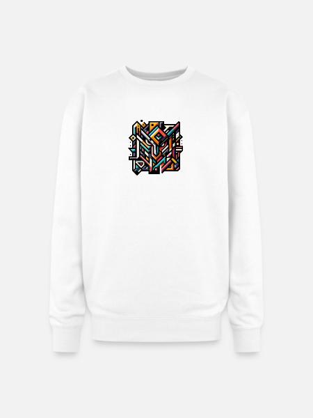 Abstract Geometric Tech Art - Oversized Crewneck Sweatshirt - white