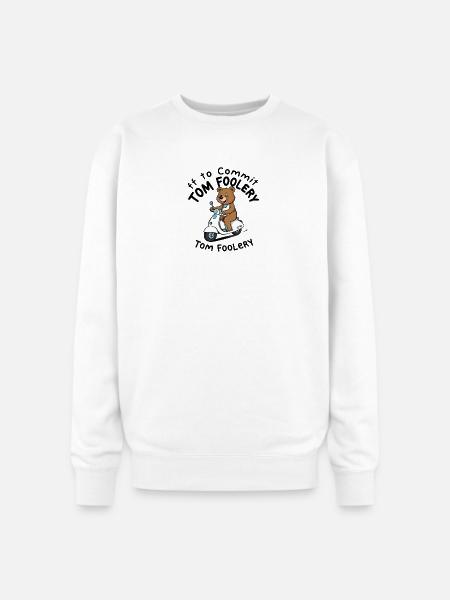 Cute Bear Riding Scooter Illustration - Oversized Crewneck Sweatshirt - white