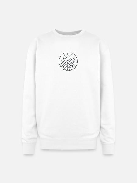 Moonlit Mountain River Line Art - Oversized Crewneck Sweatshirt - white