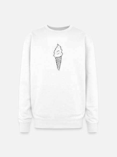 Minimal Ice Cream Cone Line Art - Oversized Crewneck Sweatshirt - white