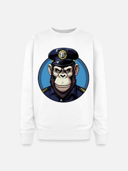 Monkey policeman - Oversized Crewneck Sweatshirt - white