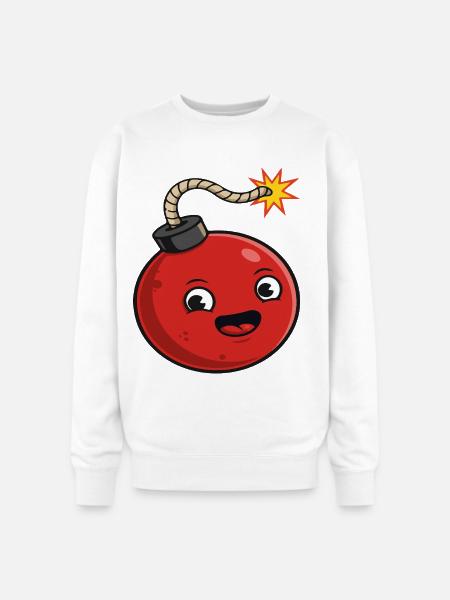 Playful Cartoon Bomb Design - Oversized Crewneck Sweatshirt - white