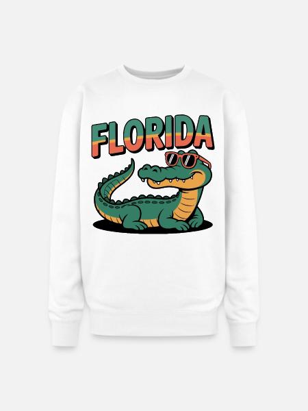 Florida Alligator - Oversized Crewneck Sweatshirt - white