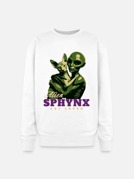 Alien Sphynx Cat - Oversized Crewneck Sweatshirt - white