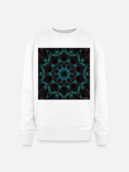 Neon Mandala Fractal Bloom - Oversized Crewneck Sweatshirt - white