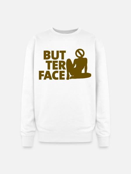 Butter Face - Oversized Crewneck Sweatshirt - white
