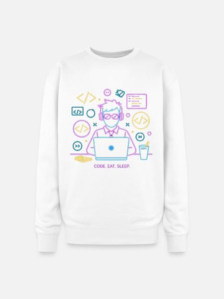 Code. Eat. Sleep. - Oversized Crewneck Sweatshirt - white