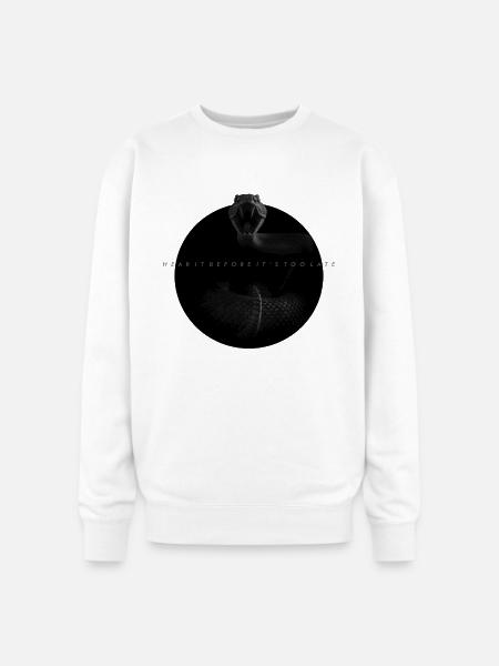 Midnight Coiled Rattlesnake Warning - Oversized Crewneck Sweatshirt - white