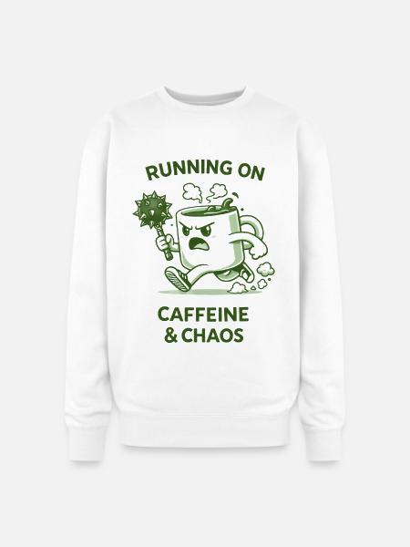 Running on Caffeine & Chaos - Oversized Crewneck Sweatshirt - white