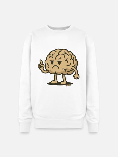 Angry Brain Pointing Finger - Oversized Crewneck Sweatshirt - white