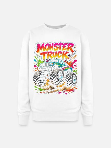 Monster Truck Neon Splash - Oversized Crewneck Sweatshirt - white